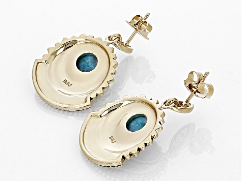 Blue Turquoise 18k Yellow Gold Over Brass Earrings