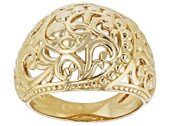 18K Gold Over Brass Dome Ring