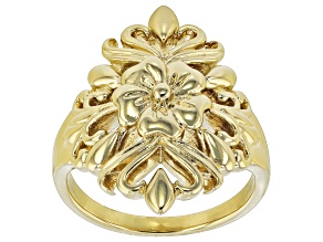 18k Gold Over Brass Flower Ring