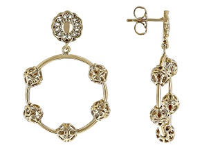 18k Yellow Gold Over Brass Dangle Earrings