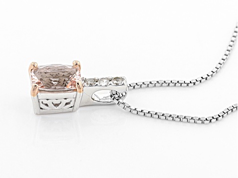 Peach Morganite Sterling Silver Pendant With Chain .76ctw