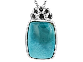 Picture of Blue Turquoise Sterling Silver Pendant With Chain .08ctw