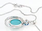 Blue Sleeping Beauty Turquoise Rhodium Over Sterling Silver Pendant With Chain .90ctw