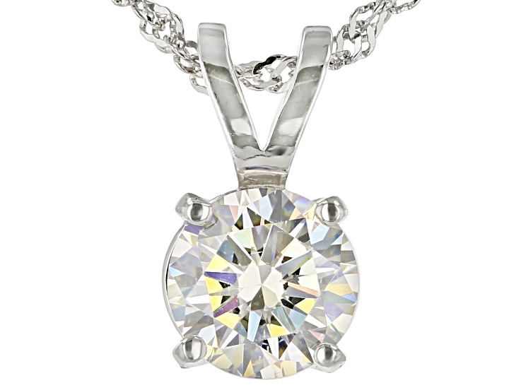 White Strontium Titanate Rhodium Over Silver Pendant With Chain 3.00ct