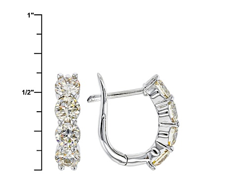 White Fabulite Strontium Titanate Rhodium Over Sterling Silver Hoop Earrings 2.80ctw