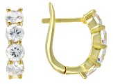 White Strontium Titanate 18k Yellow Gold Over Sterling Silver Earrings 2.80ctw