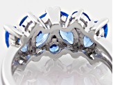 Blue Lab Created Spinel Rhodium Over Sterling Silver Ring 2.28ctw