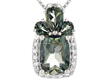 Picture of Emerald Envy™ Mystic Topaz® Rhodium Over Silver Pendant With Chain 3.00ctw