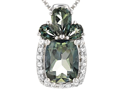 Emerald Envy™ Mystic Topaz® Rhodium Over Silver Pendant With Chain 3.00ctw