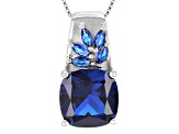 Blue Lab Created Spinel Sterling Silver Pendant With Chain 6.18ctw