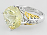 Yellow Labradorite Rhodium Over Sterling Silver Two-Tone Ring 8.47ctw