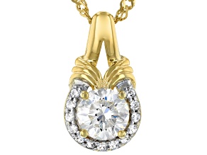 Strontium Titanate And White Zircon 18k Yellow Gold Over Sterling Silver Pendant With Chain 1.23ctw