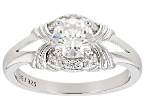 White Strontium Titanate And White Zircon Rhodium Over Sterling Silver Ring 1.37ctw