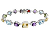 Multi-Gem Rhodium Over Sterling Silver Bracelet 20.70ctw