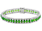 Green Chrome Diopside Rhodium Over Sterling Silver Bracelet 17.45ctw