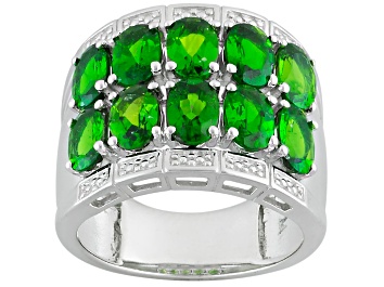 Picture of Green Chrome Diopside Rhodium Over Sterling Silver Band Ring 4.08ctw