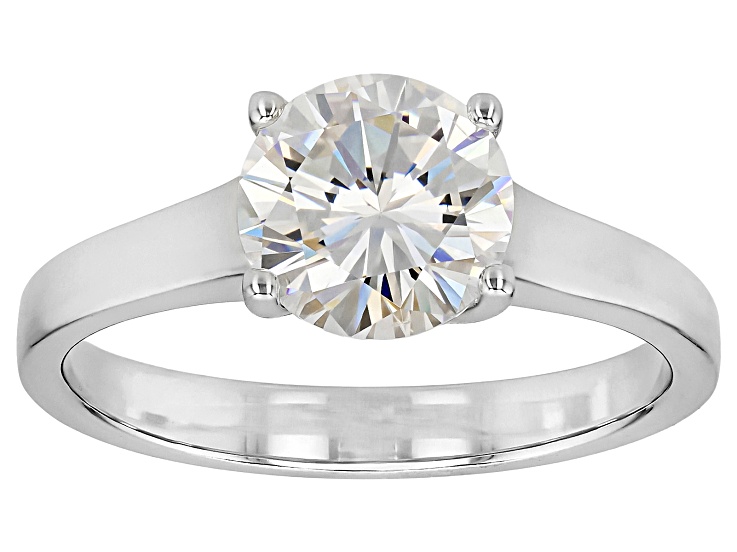 Strontium Titanate Rhodium Over Sterling Silver Solitaire Ring