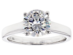 White Strontium Titanate Rhodium Over Sterling Silver Solitaire Ring 2.55ct