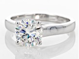 White Strontium Titanate Rhodium Over Sterling Silver Solitaire Ring 2.55ct