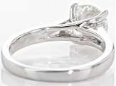 White Fabulite Strontium Titanate Rhodium Over Sterling Silver Solitaire Ring 2.55ct