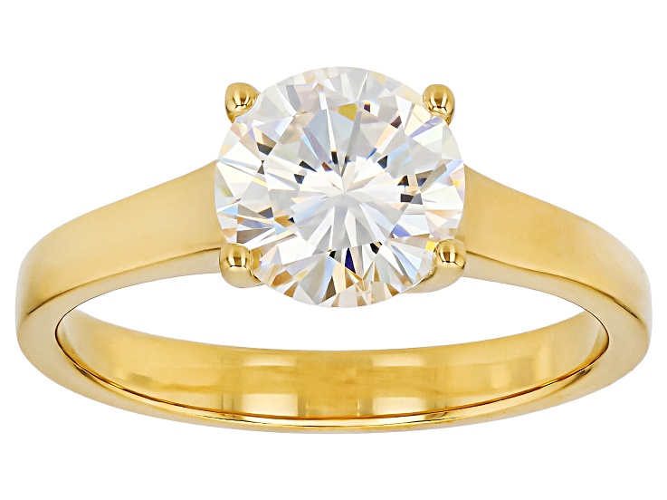 White Strontium Titanate 18k Yellow Gold Over Silver Ring 2.55ct