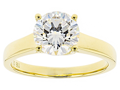 White Strontium Titanate 18k Yellow Gold Over Silver Ring 2.55ct