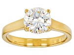 White Strontium Titanate 18k Yellow Gold Over Silver Ring 2.55ct