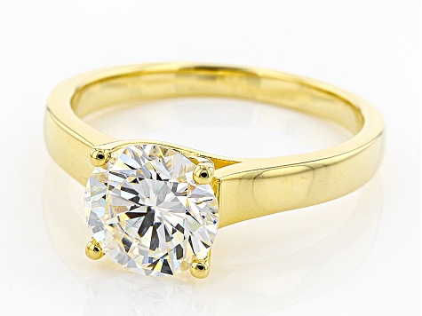 White Strontium Titanate 18k Yellow Gold Over Silver Ring 2.55ct ...