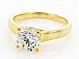 White Strontium Titanate 18k Yellow Gold Over Silver Ring 2.55ct