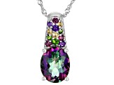 Mystic Green Topaz Rhodium Over Sterling Silver Pendant With Chain 2.58ctw