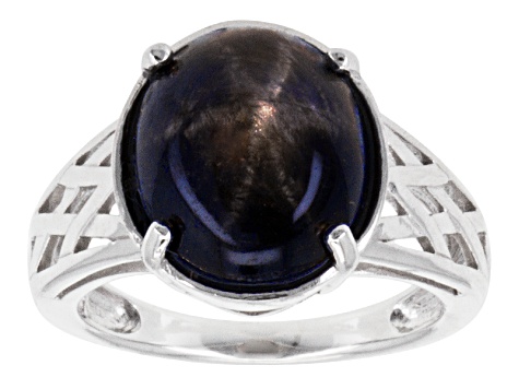 Blue Star Sapphire Sterling Silver Ring 6.98ct