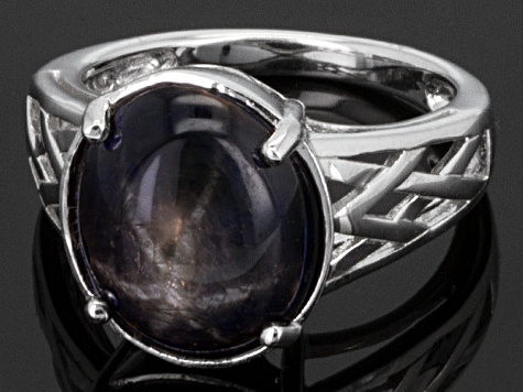 Blue Star Sapphire Sterling Silver Ring 6.98ct