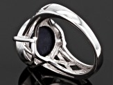 Blue Star Sapphire Sterling Silver Ring 6.98ct