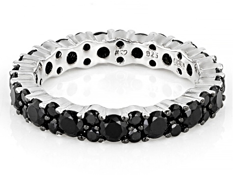 Black Spinel  Rhodium Over Sterling Silver Eternity Band 2.50ctw