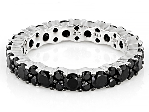 Black Spinel Rhodium Over Sterling Silver Eternity Band 2.50ctw 