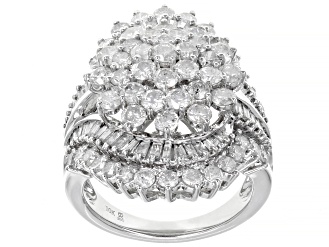 White Diamond 10k White Gold Cocktail Ring 4.00ctw