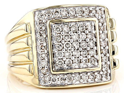 Candlelight Diamonds™ 10K Yellow Gold Mens Cluster Ring 1.00ctw