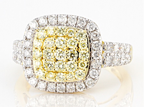 Natural Yellow And White Diamond 10K Yellow Gold Ring 1.50ctw
