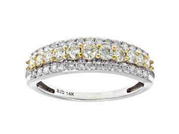Picture of Natural Yellow And White Diamond 14K White Gold Band Ring 0.75ctw