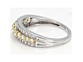 Natural Yellow And White Diamond 14K White Gold Band Ring 0.75ctw