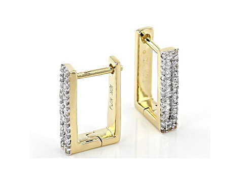 White Diamond 10K Yellow Gold Earrings 0.37ctw