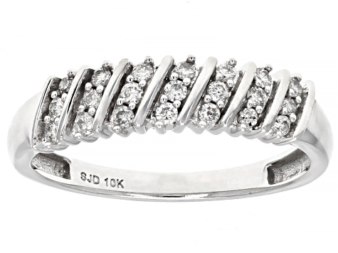White Diamond 10K White Gold Band Ring 0.20ctw
