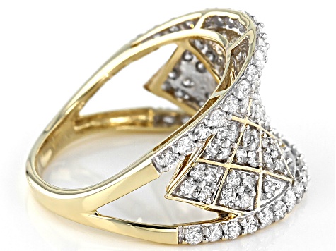 White Diamond 10K Yellow Gold Ring 1.50ctw