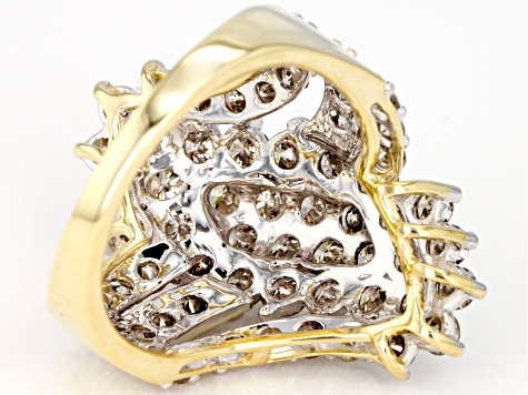 Diamond 10k Yellow Gold Cluster Ring 3.00ctw