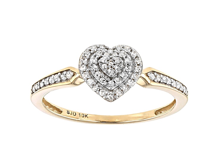 yellow gold heart diamond ring