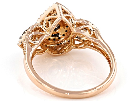 Champagne And White Diamond 10k Rose Gold Cluster Ring 1.00ctw