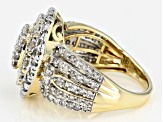 White Diamond 10K Yellow Gold Cluster Ring 2.00ctw