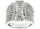 White Diamond 10K White Gold Cocktail Ring 1.75ctw