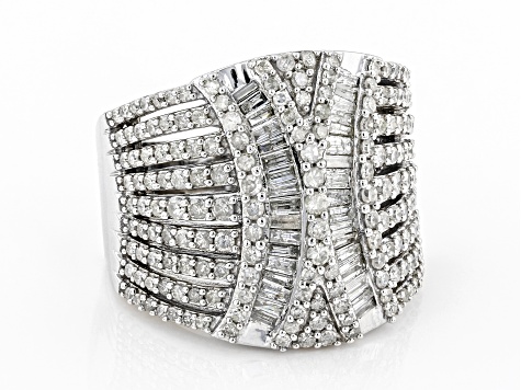 White Diamond 10K White Gold Cocktail Ring 1.75ctw