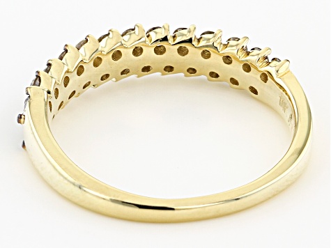 Champagne Diamond 10K Yellow Gold Band Ring 0.60ctw